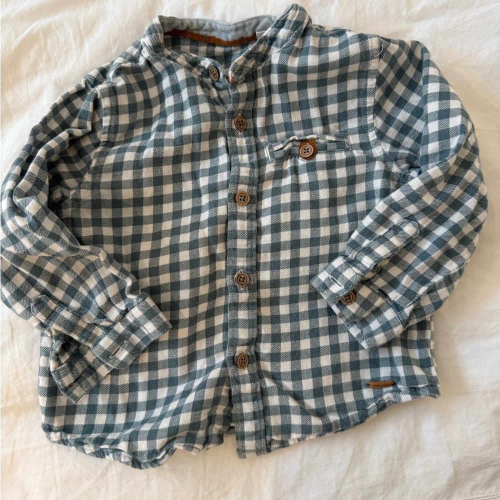 Zara blue and white checked shirt